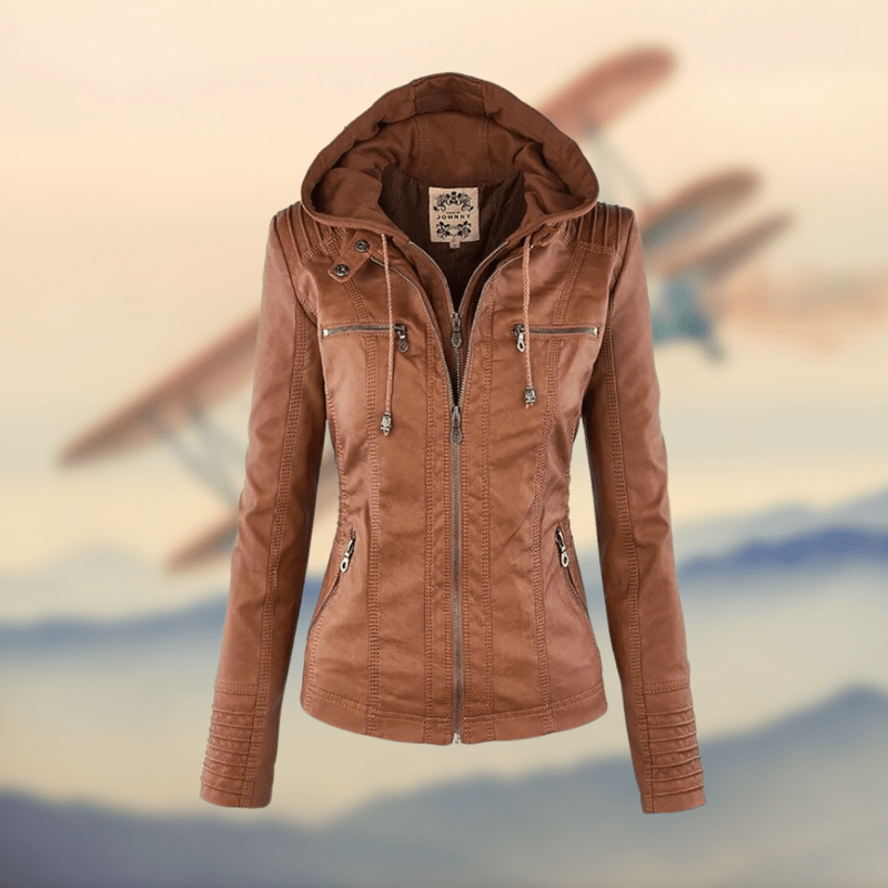 Faux Leather Jacket - Hooded Shape & Defines The Waist