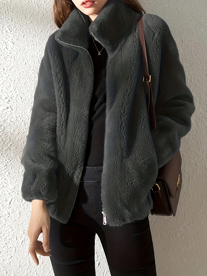 Jacket - Polyester Blend Teddy Zip Front & Warm Layer