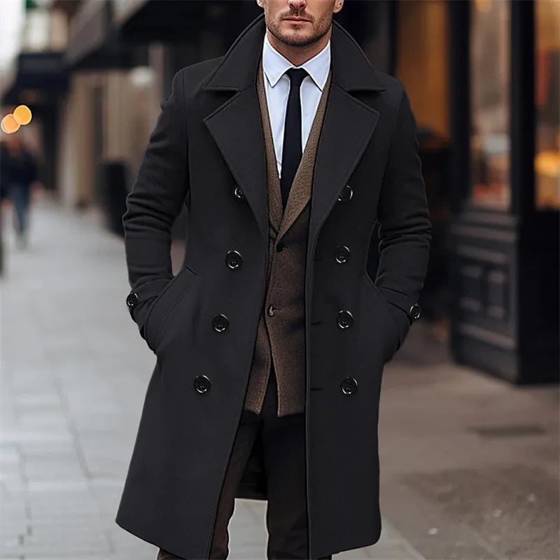 Wool-Blend Coat - Double Breasted Front And Warm Lining