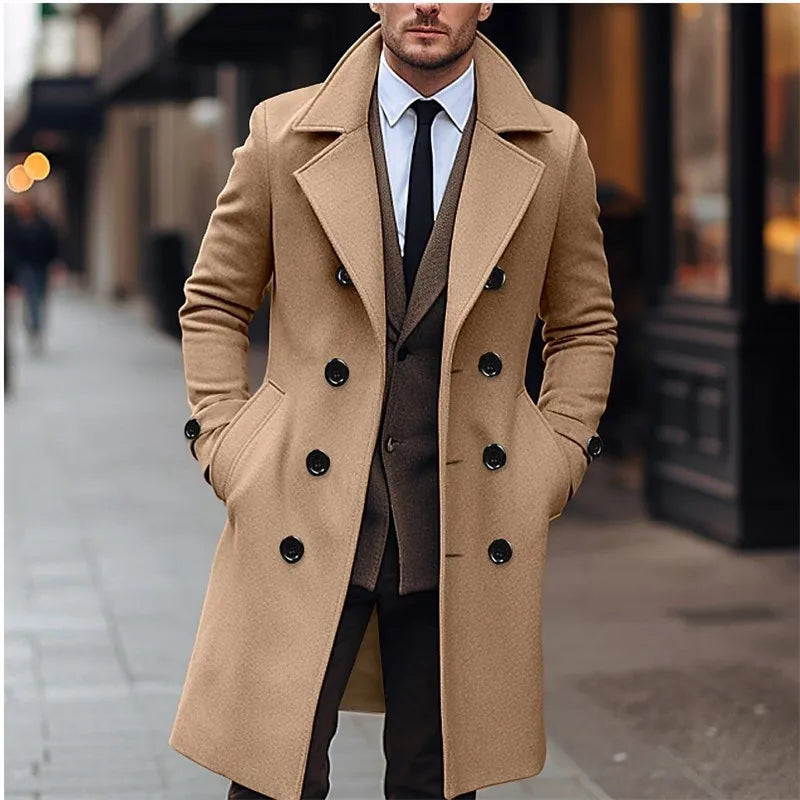 Wool-Blend Coat - Double Breasted Front And Warm Lining