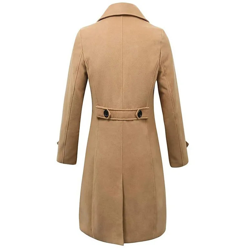 Wool-Blend Coat - Double Breasted Front And Warm Lining