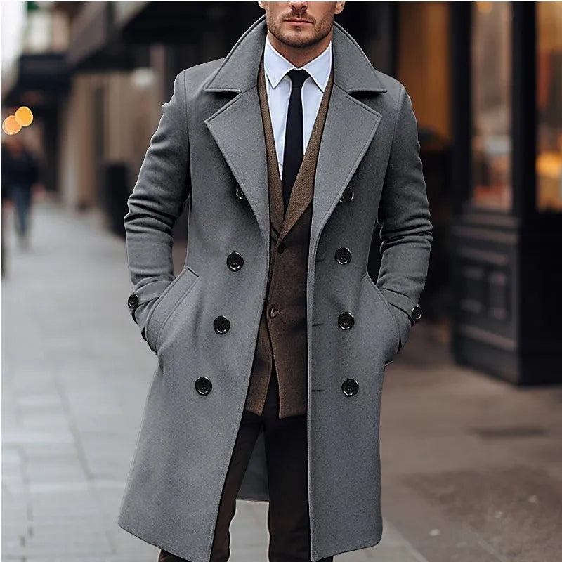 Wool-Blend Coat - Double Breasted Front And Warm Lining