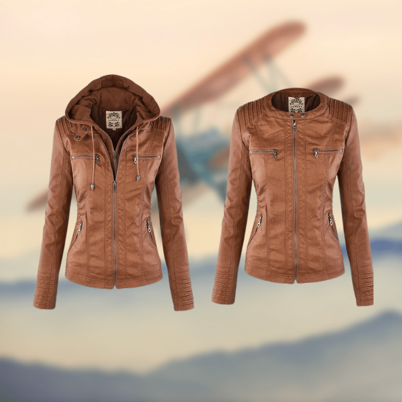 Faux Leather Jacket - Hooded Shape & Defines The Waist