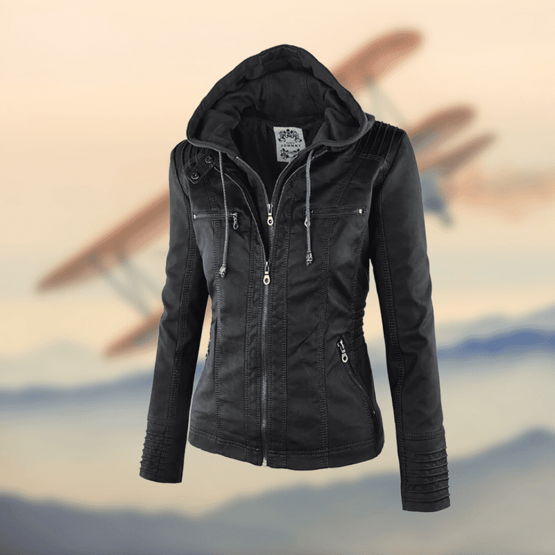 Faux Leather Jacket - Hooded Shape & Defines The Waist